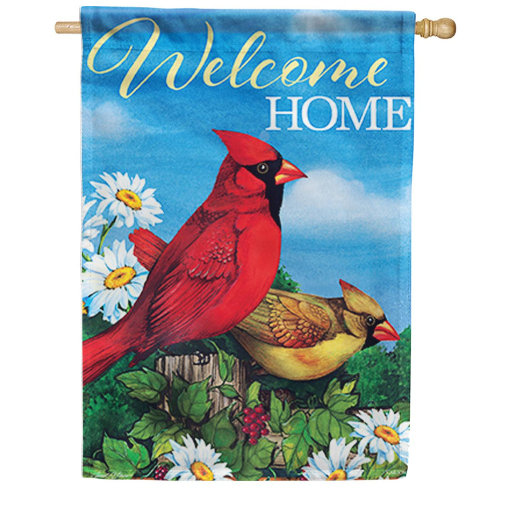 Welcome Cardinal Pair House Flag