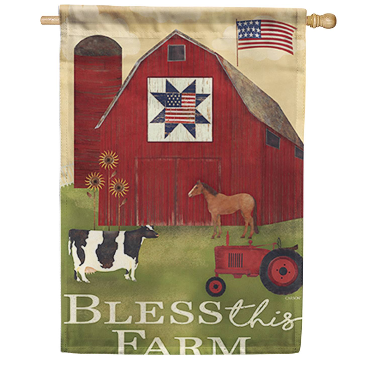 Primitive Barn House Flag