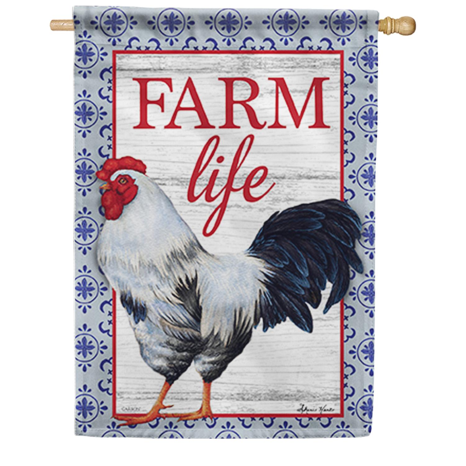 Blue Rooster House Flag