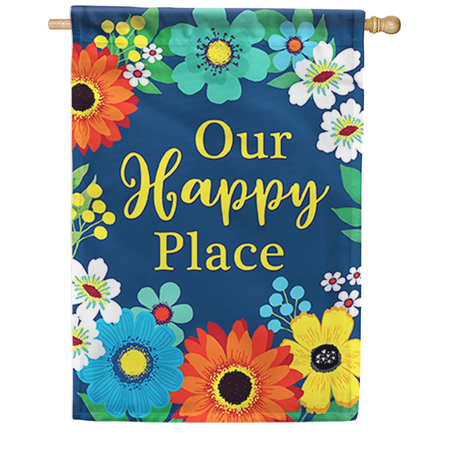 Happy Floral House Flag