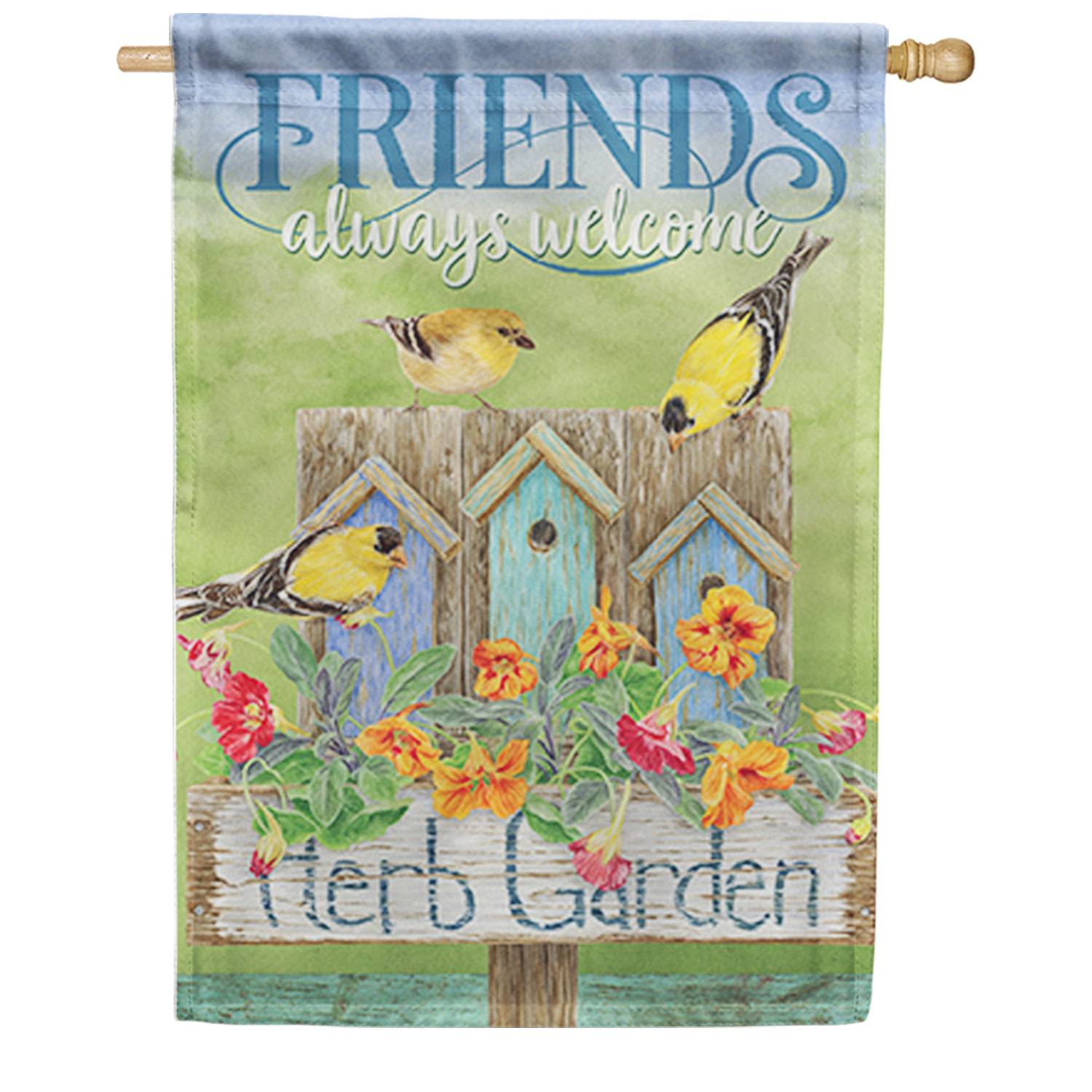 Herb Garden Finches House Flag