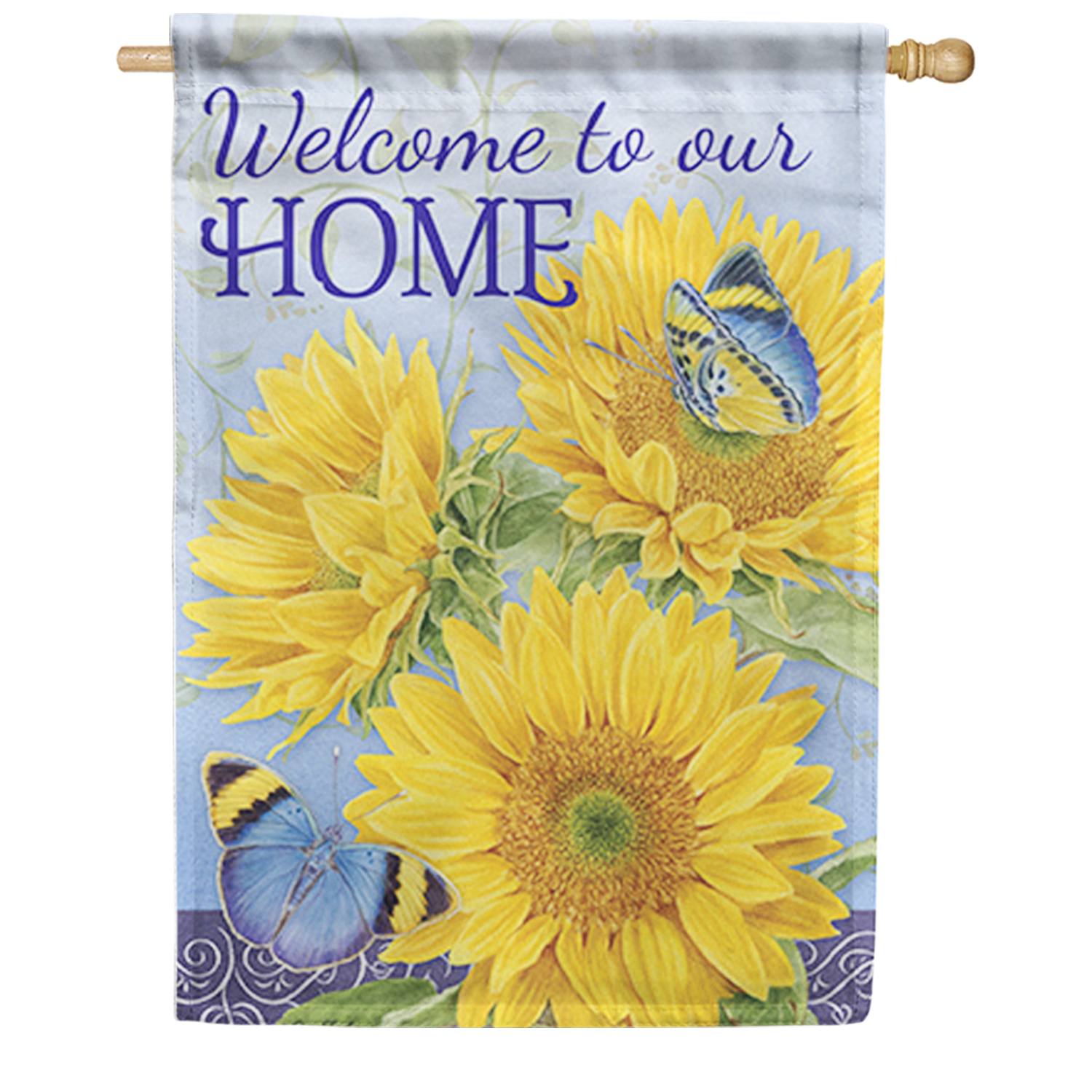 Sweet Sunflowers Welcome House Flag