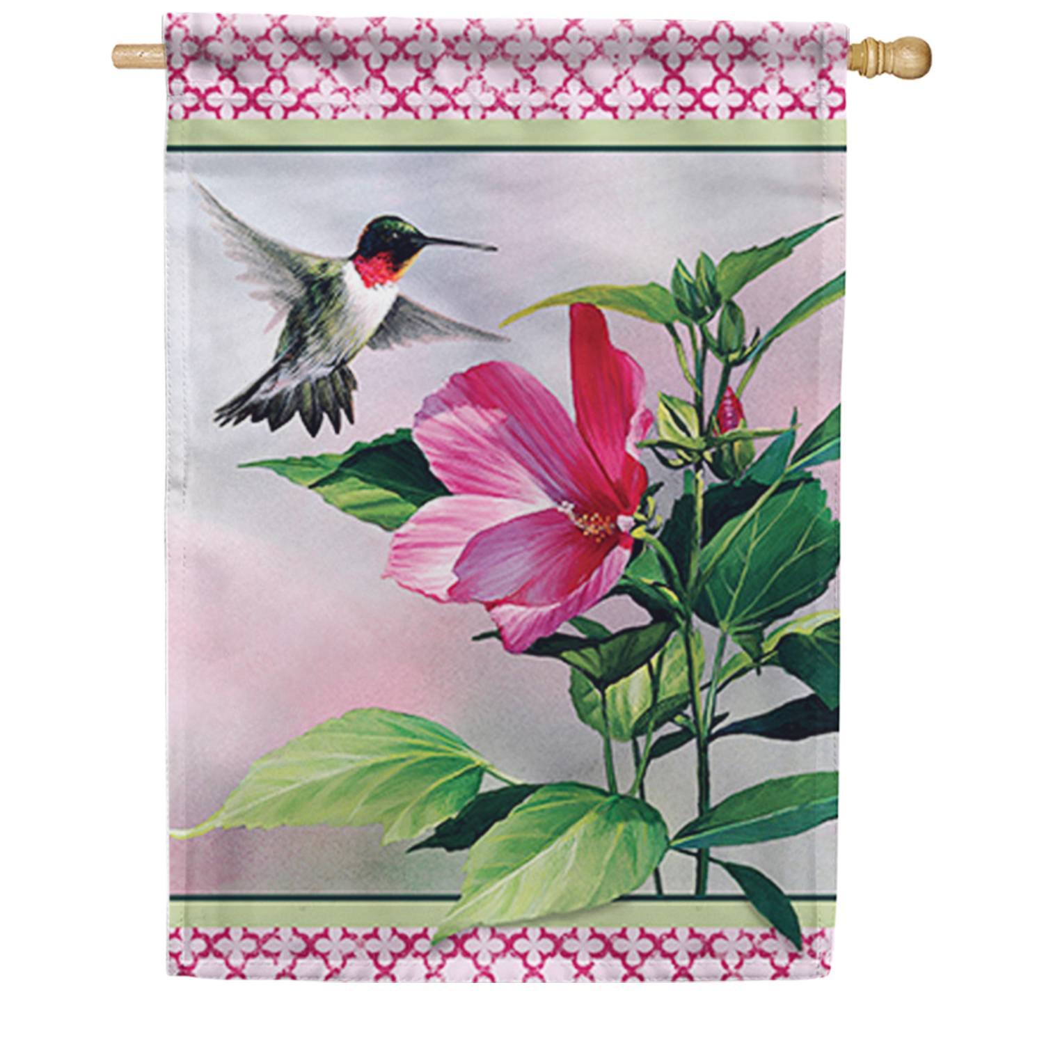 Hibiscus Hummingbird House Flag