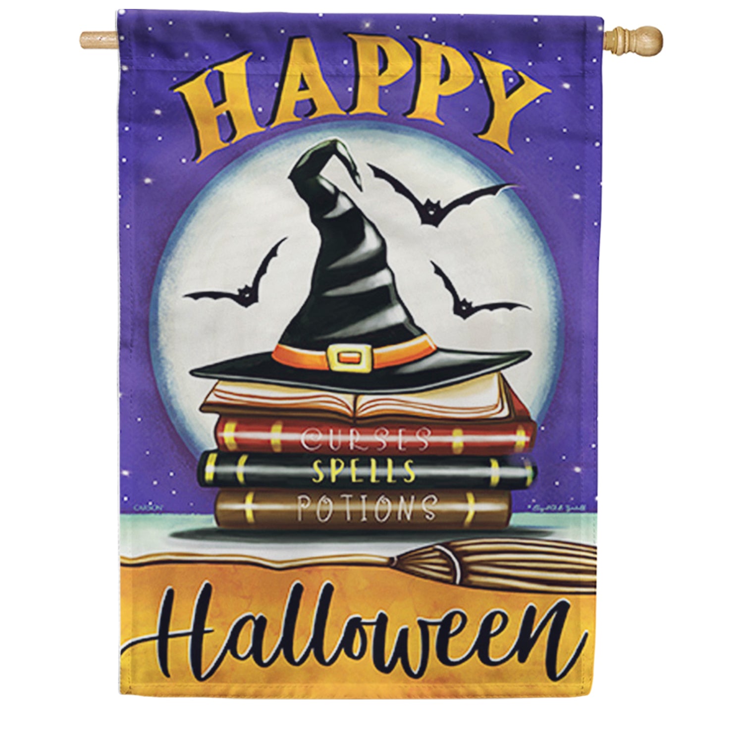 Witch Hat & Books House Flag
