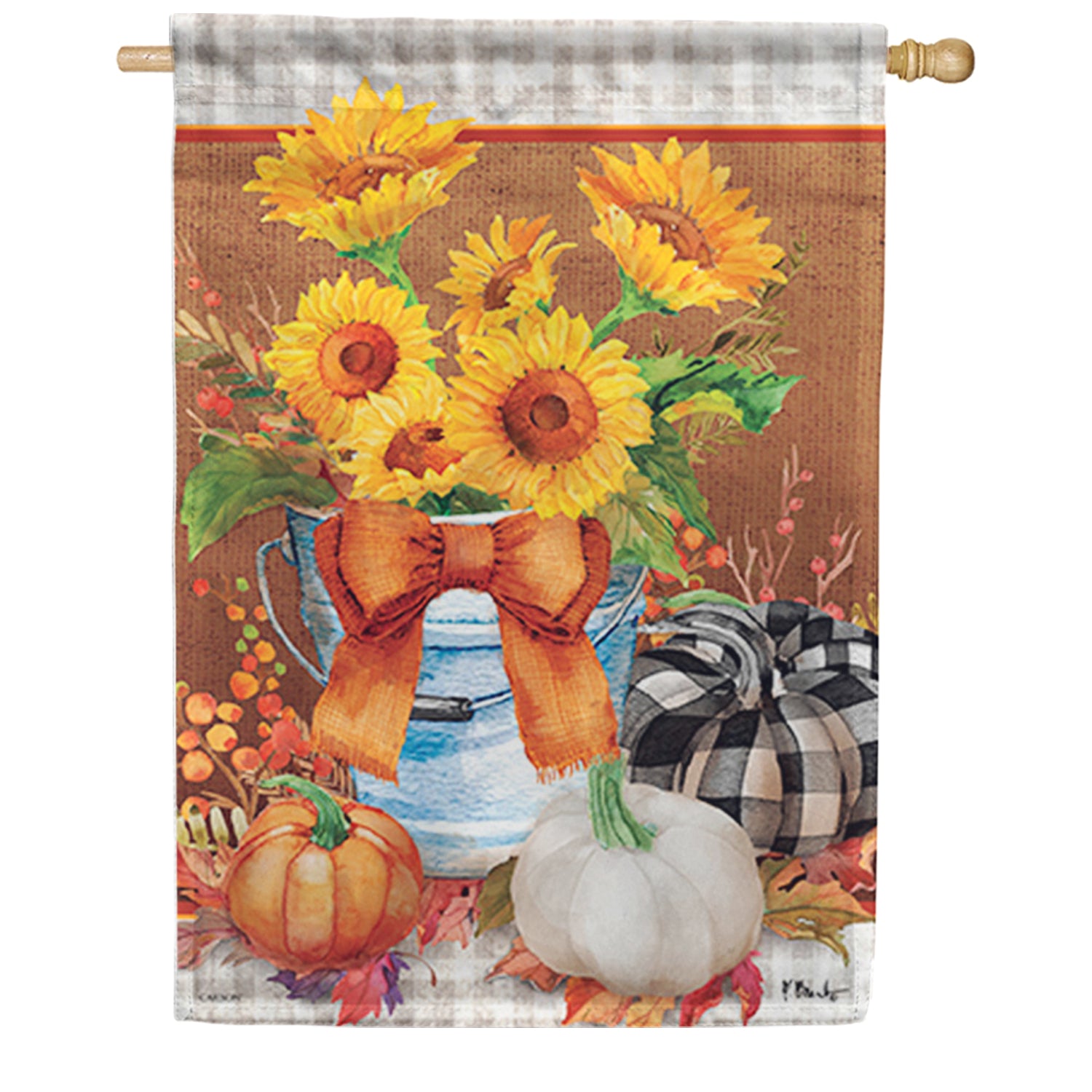 Sunflowers & Gingham House Flag