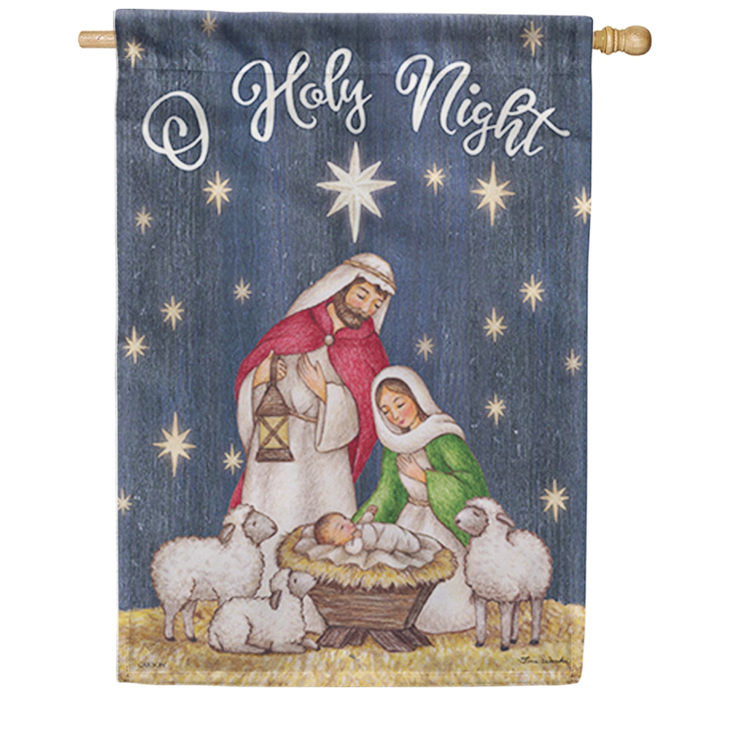 Holy Night Nativity Scene House Flag