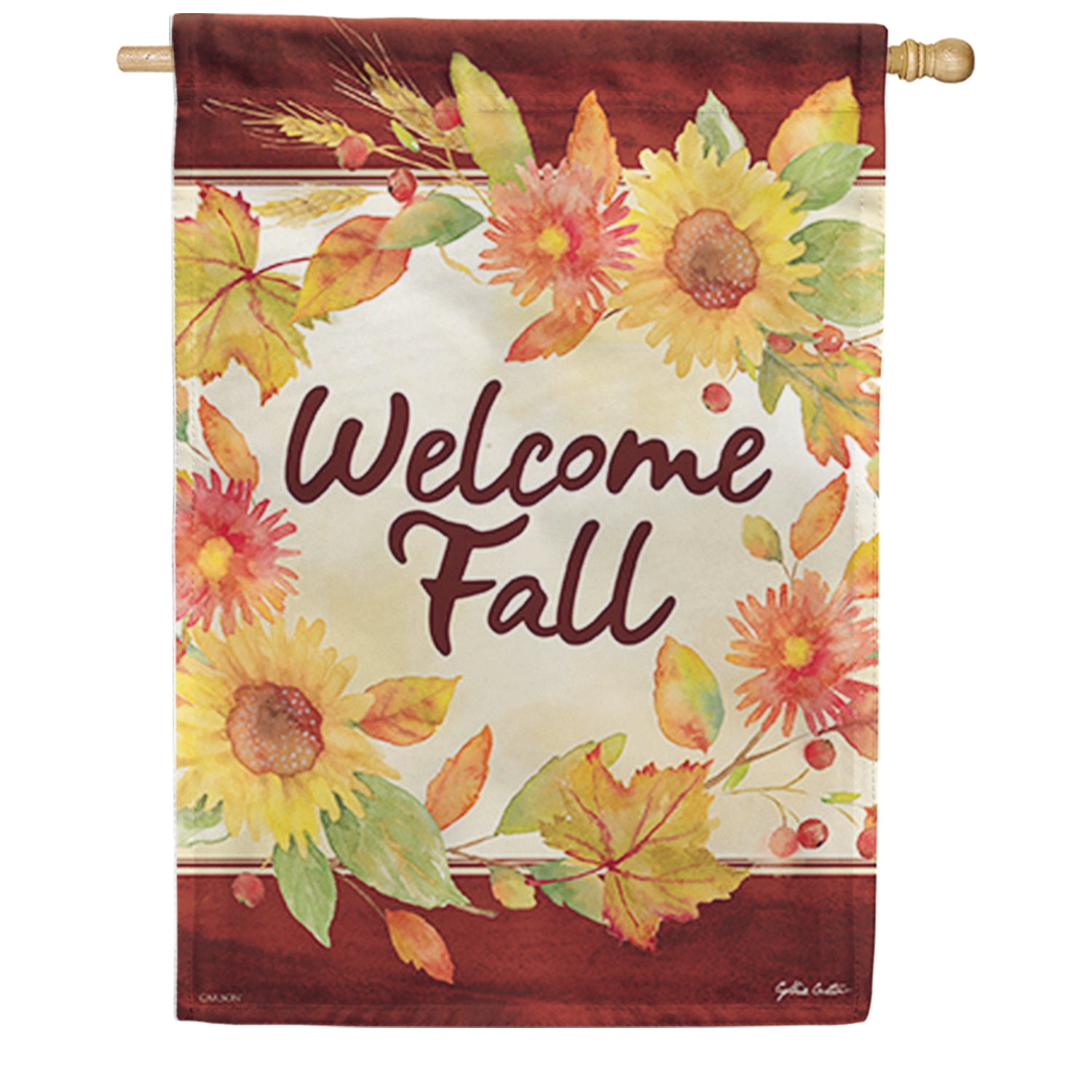 Watercolor Fall House Flag