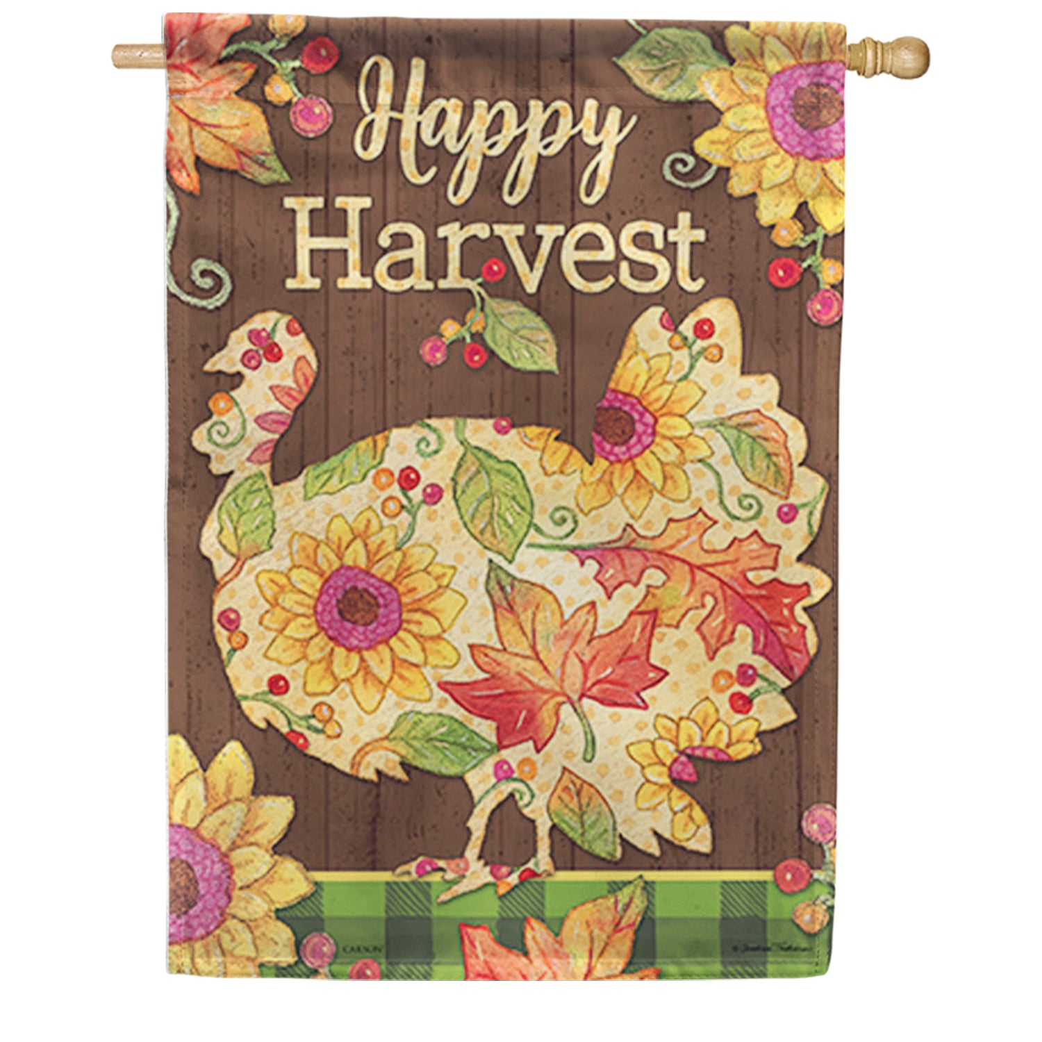 Happy Harvest Turkey House Flag