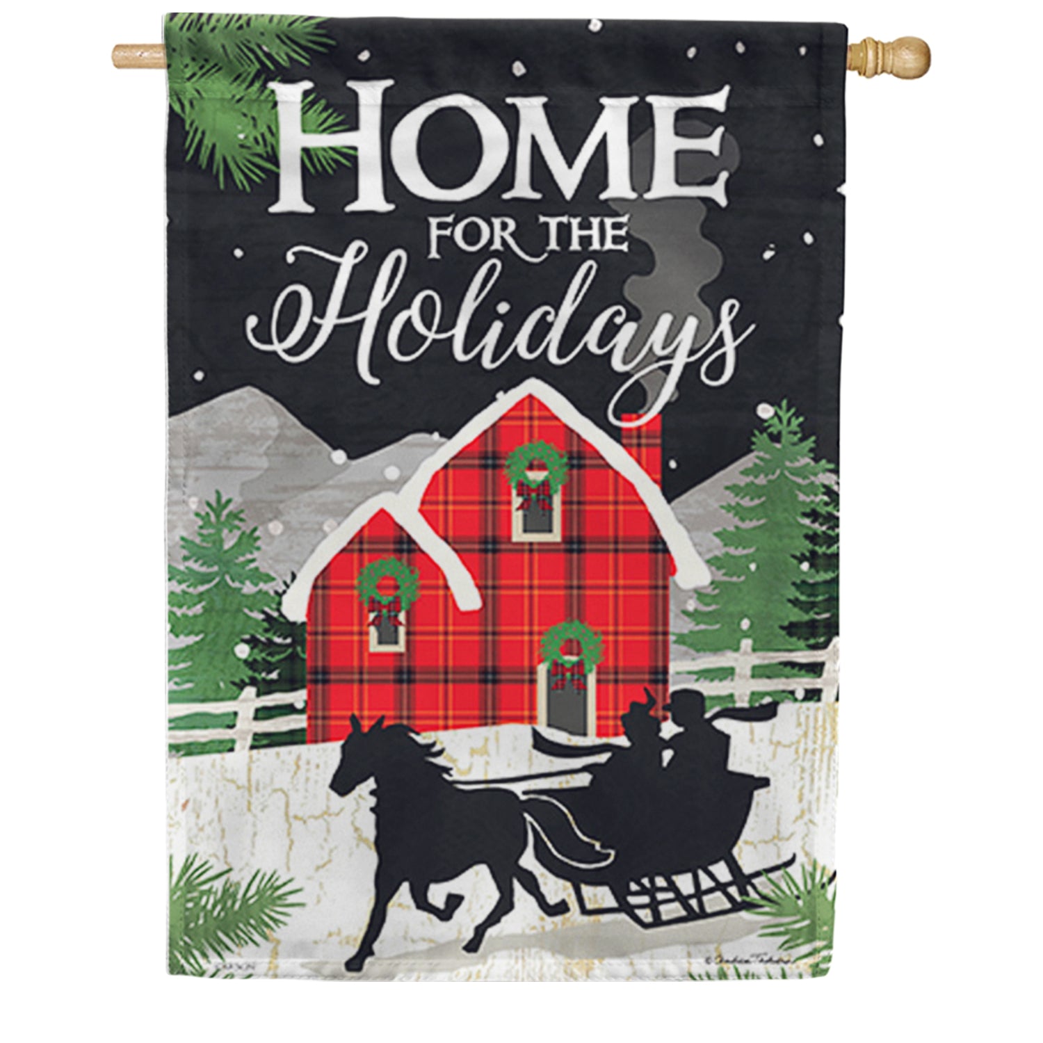 Home For The Holiday House Flag