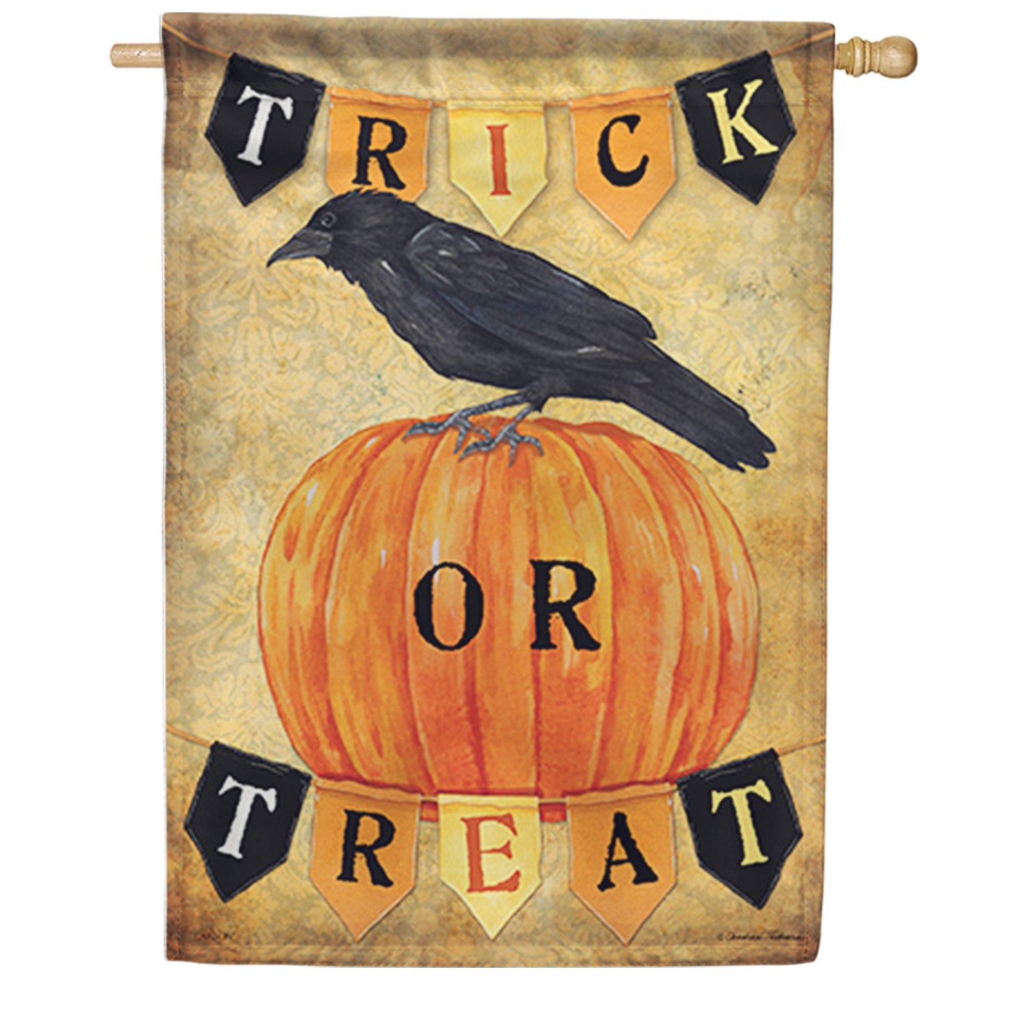 Trick or Treat Crow House Flag
