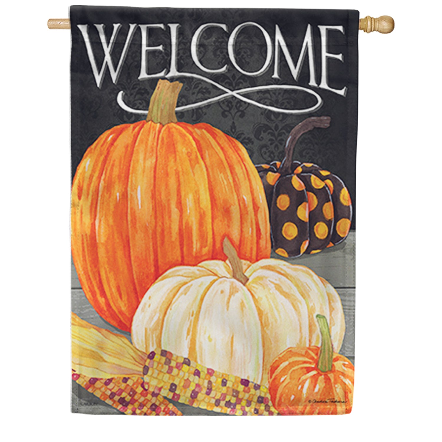 Welcome Pumpkin Trio House Flag