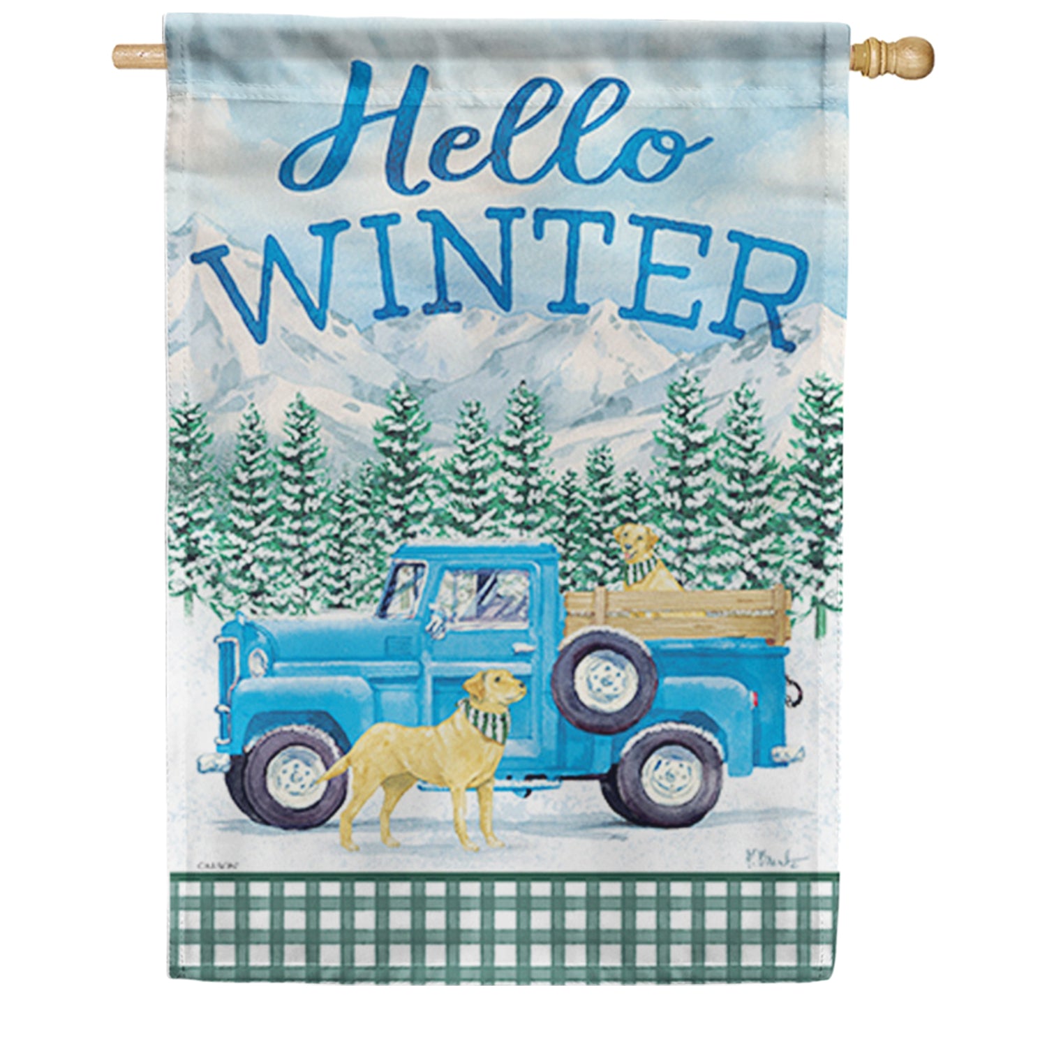 Winter Dogs House Flag