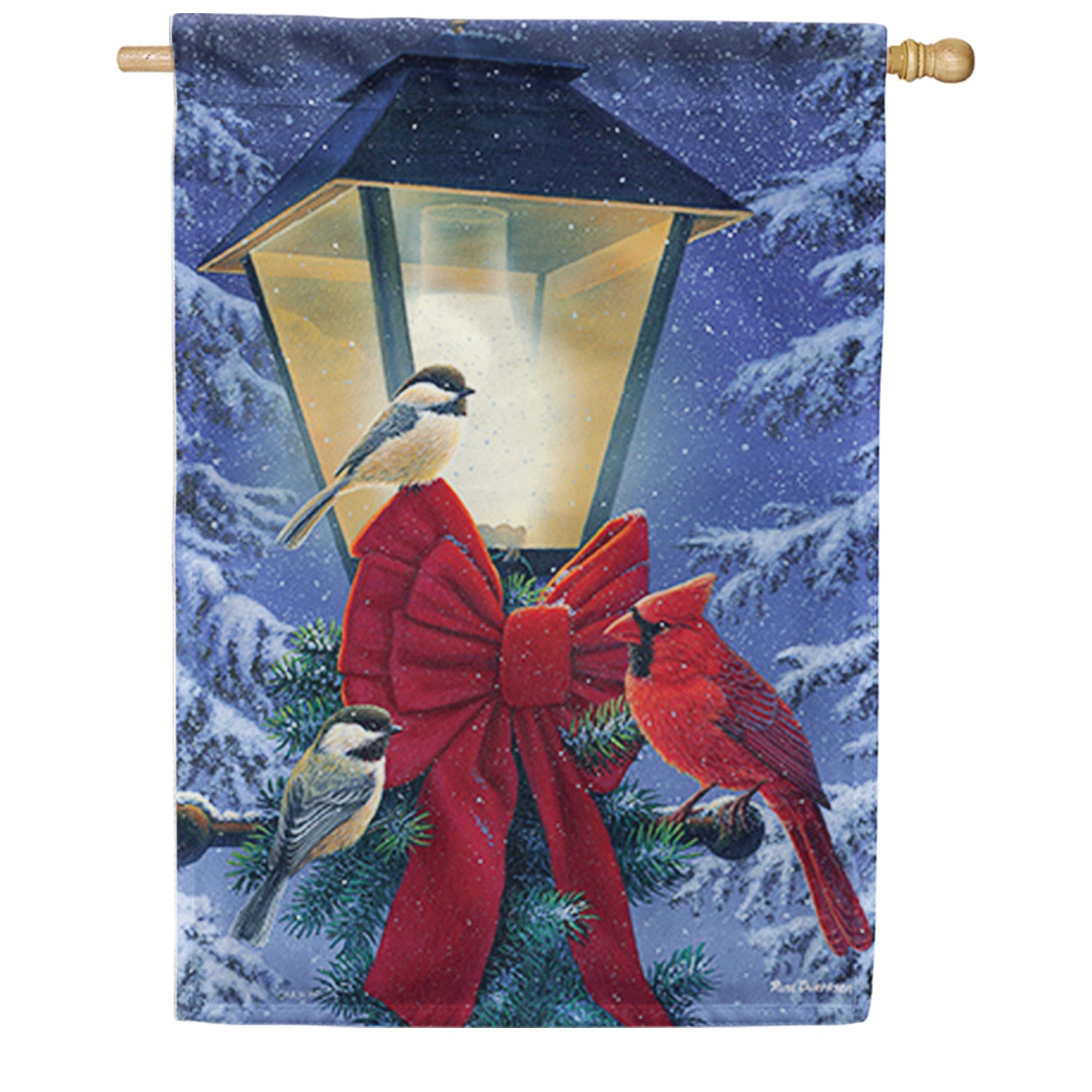 Holiday Night Light House Flag