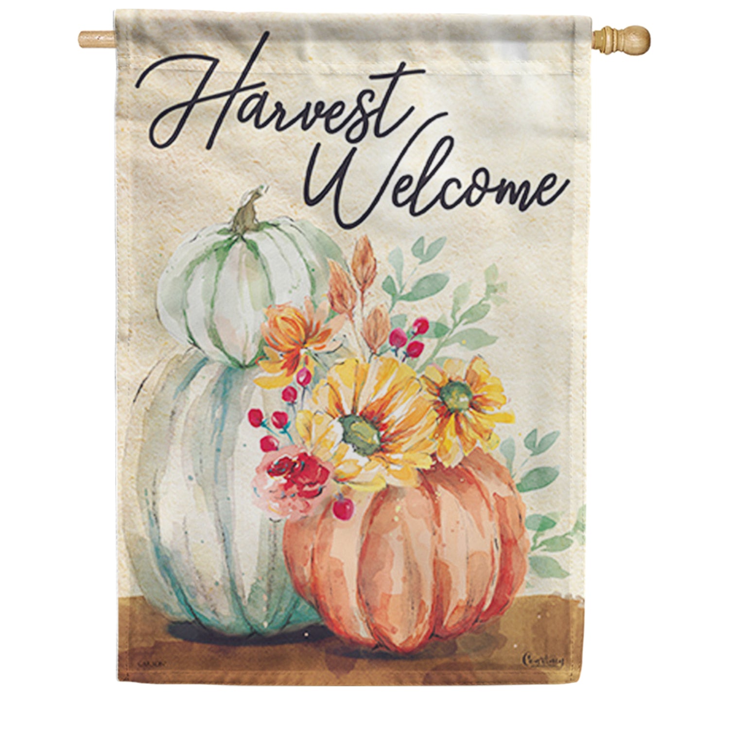 Pumpkin Watercolor House Flag