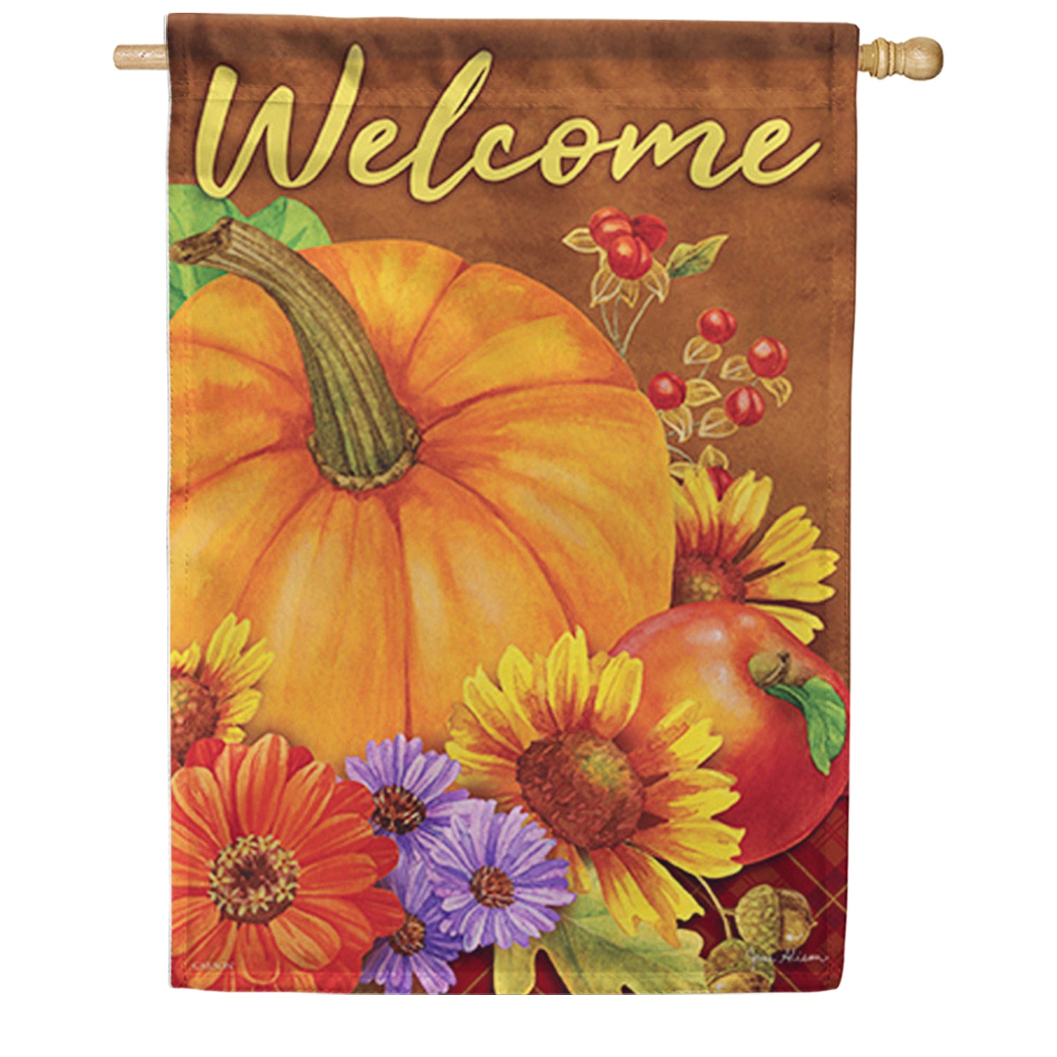 Fall Fruit & Flowers House Flag