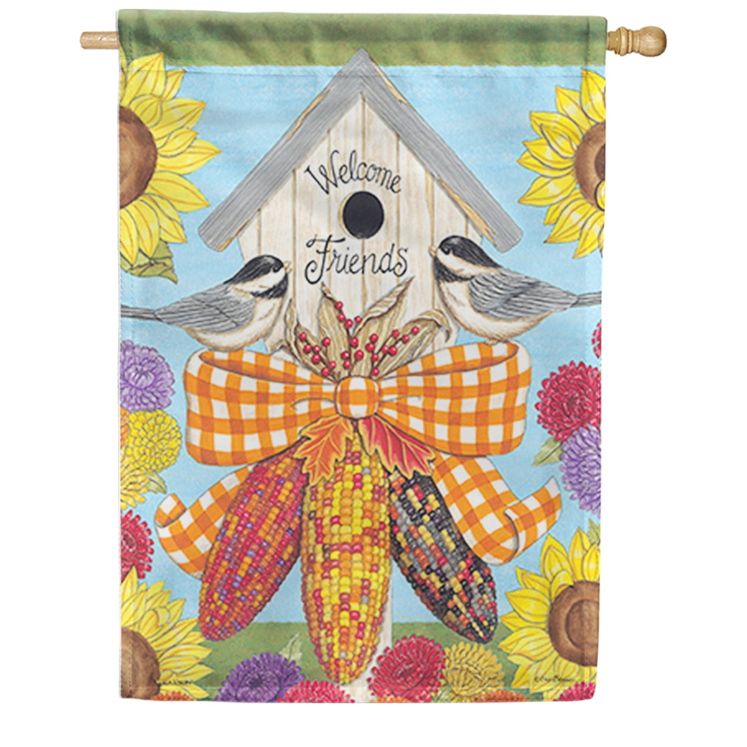 Chickadees & Corn House Flag