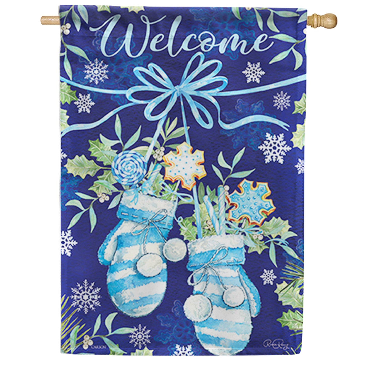 Wintery Welcome House Flag