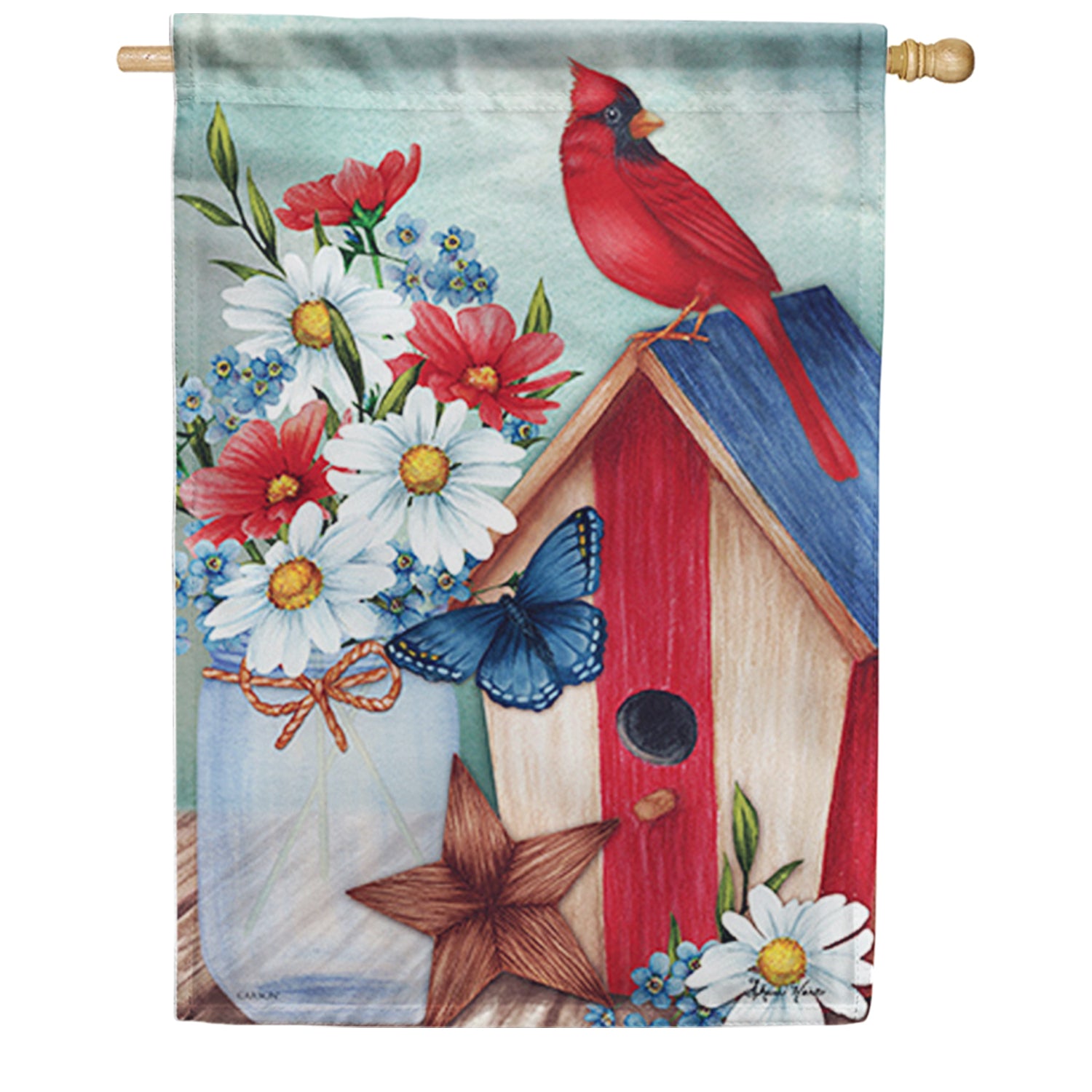 Patriotic Cardinal House Flag