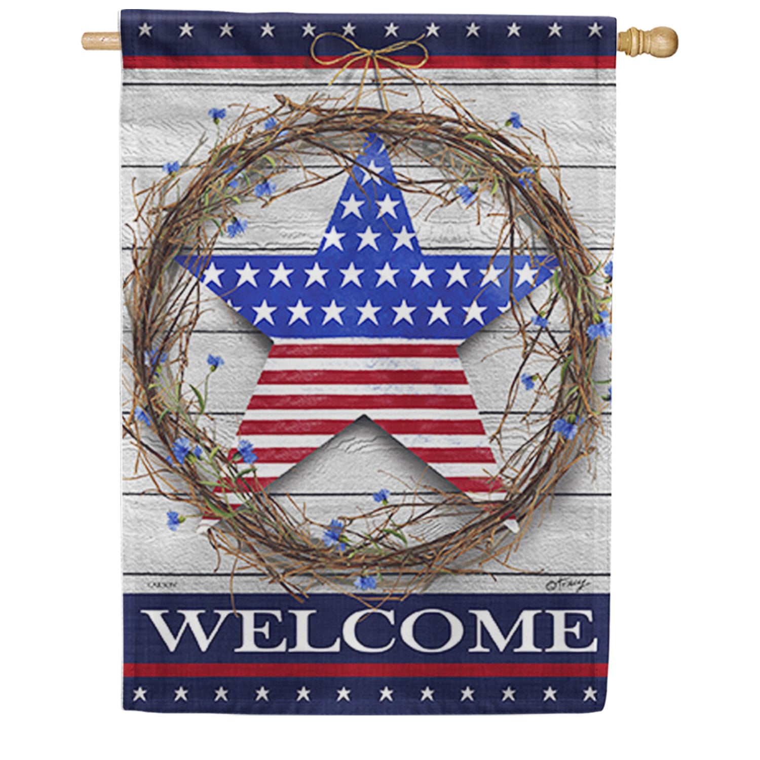 Welcome Wreath House Flag