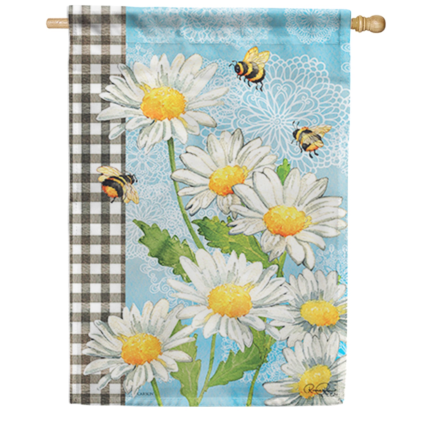 Bees & Daisies House Flag