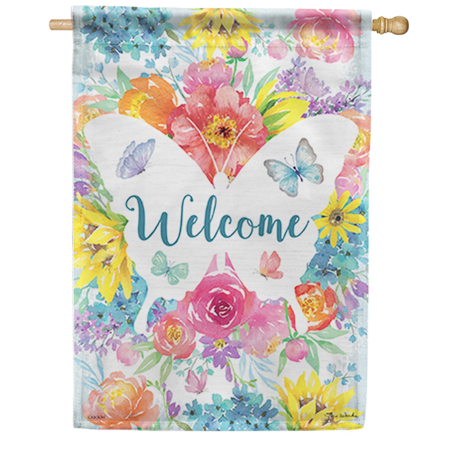 Carson Butterfly Welcome House Flag