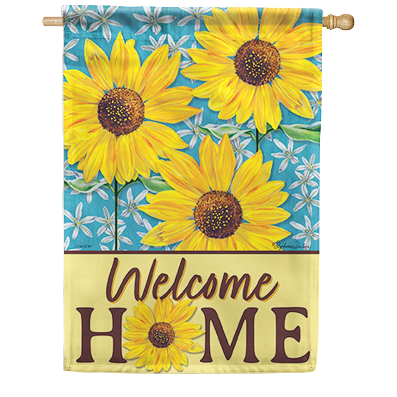 Sunflowers on Blue House Flag