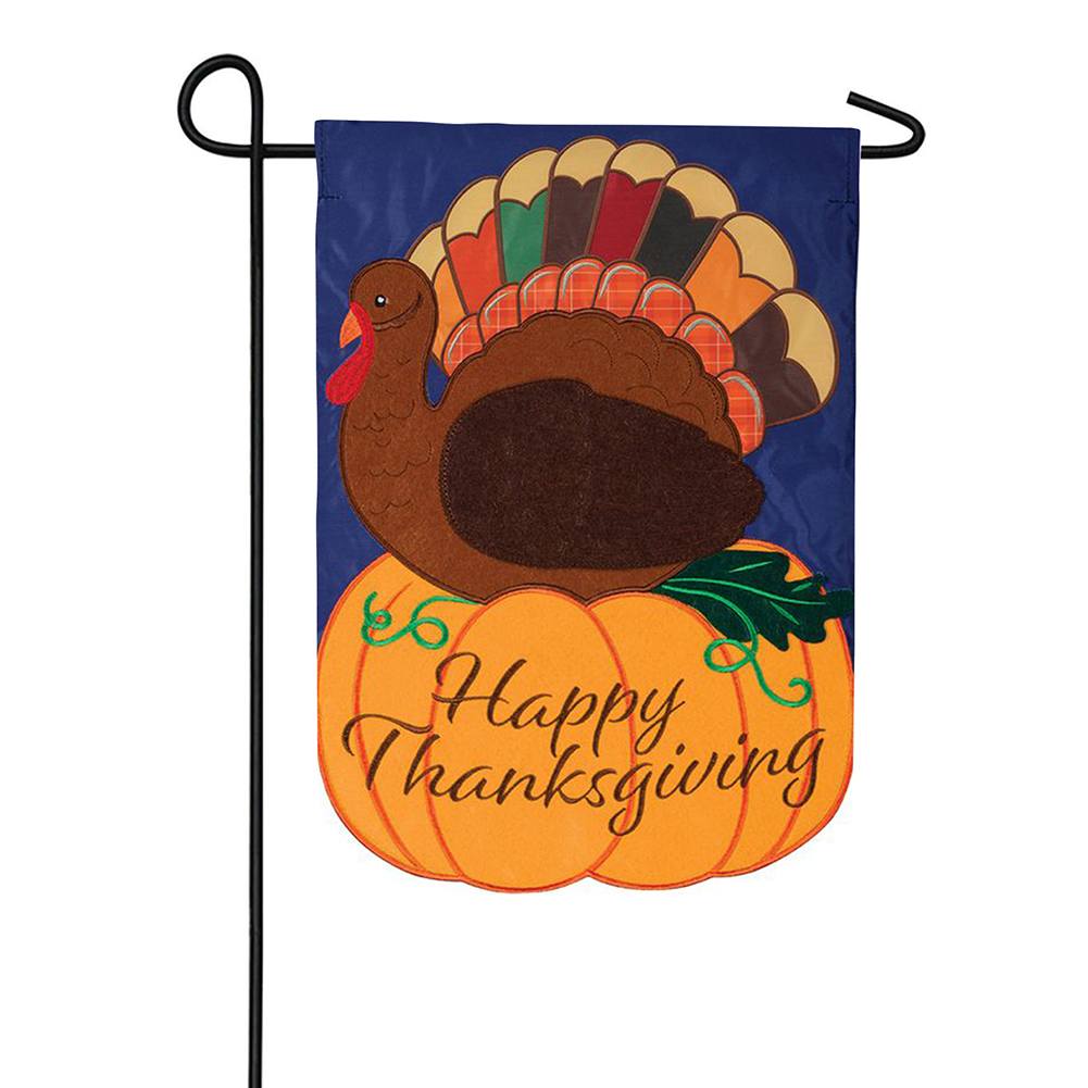 Colorful Turkey Double Applique Garden Flag