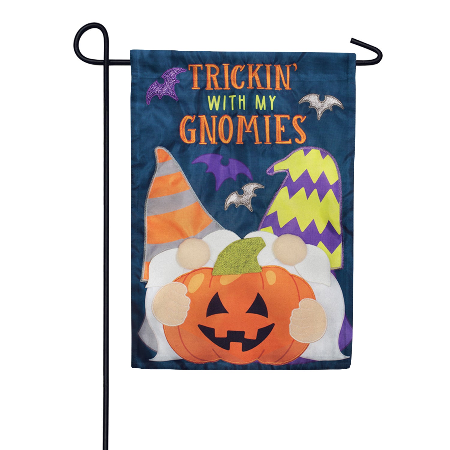 Trickin' With My Gnomies Double Applique Garden Flag