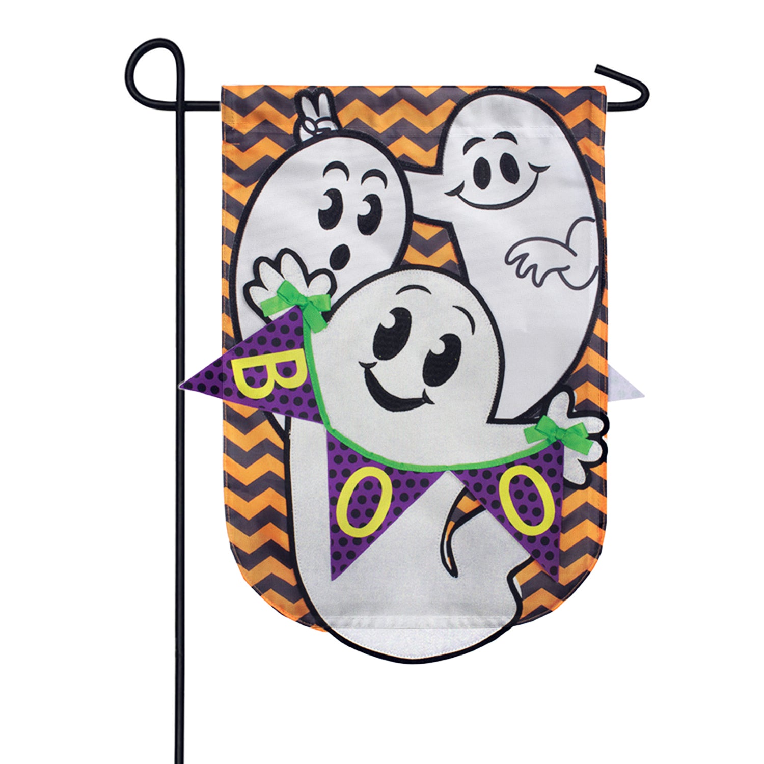 Silly Ghost Trio Double Applique Garden Flag