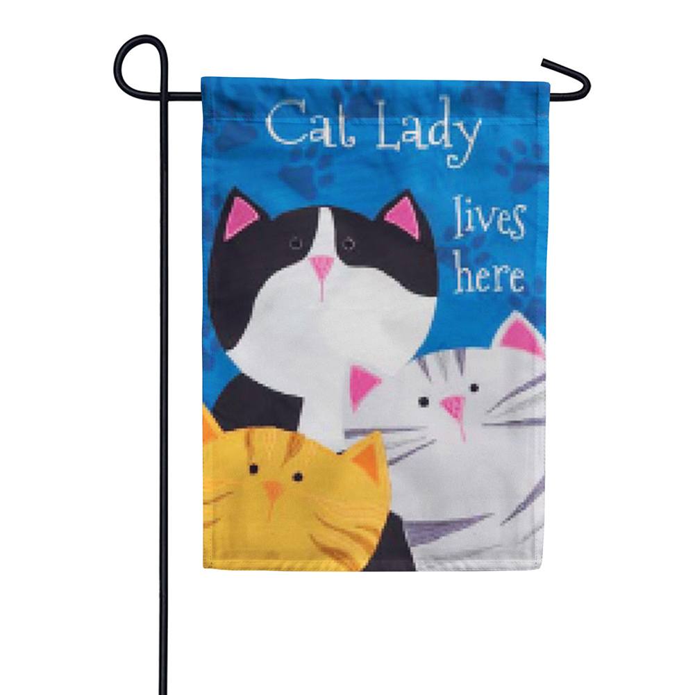 Cat Lady Appliqued Garden Flag