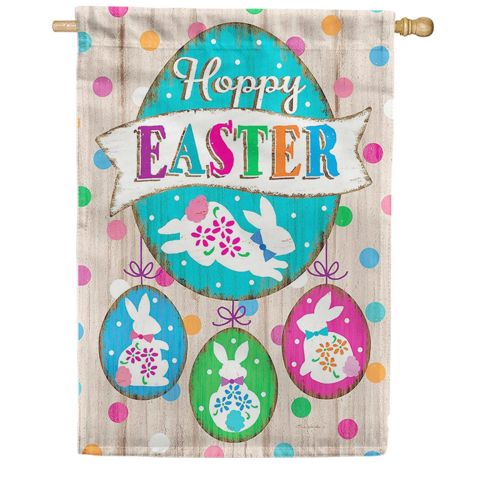 Wooden Easter Double Sided House Flag