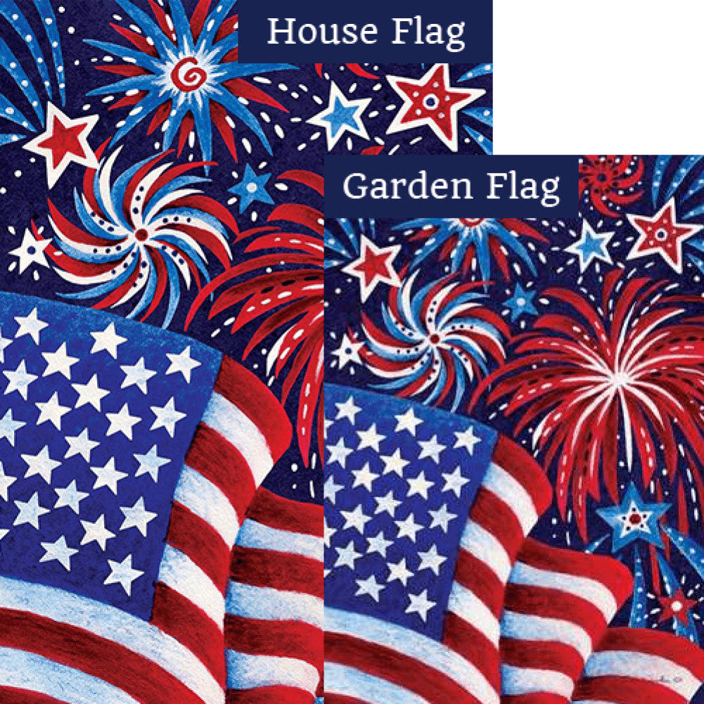 Fireworks And Flag Flags Set (2 Pieces)