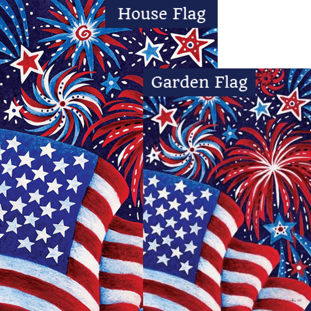 Fireworks And Flag Flags Set (2 Pieces)