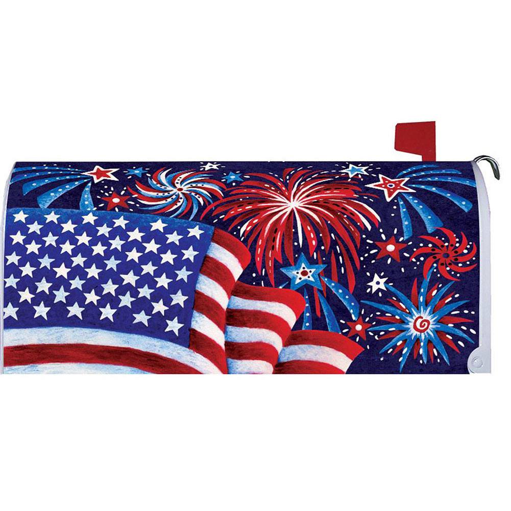 Fireworks And Flag Mailbox Cover