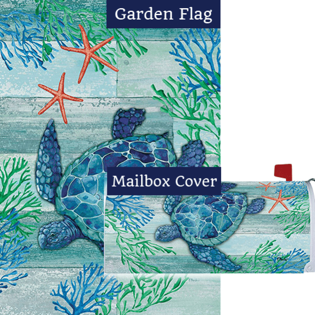 Blue Sea Turtle Flag Mailwrap Set (2 Pieces)