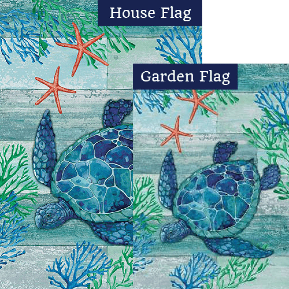 Blue Sea Turtle Flags Set (2 Pieces)