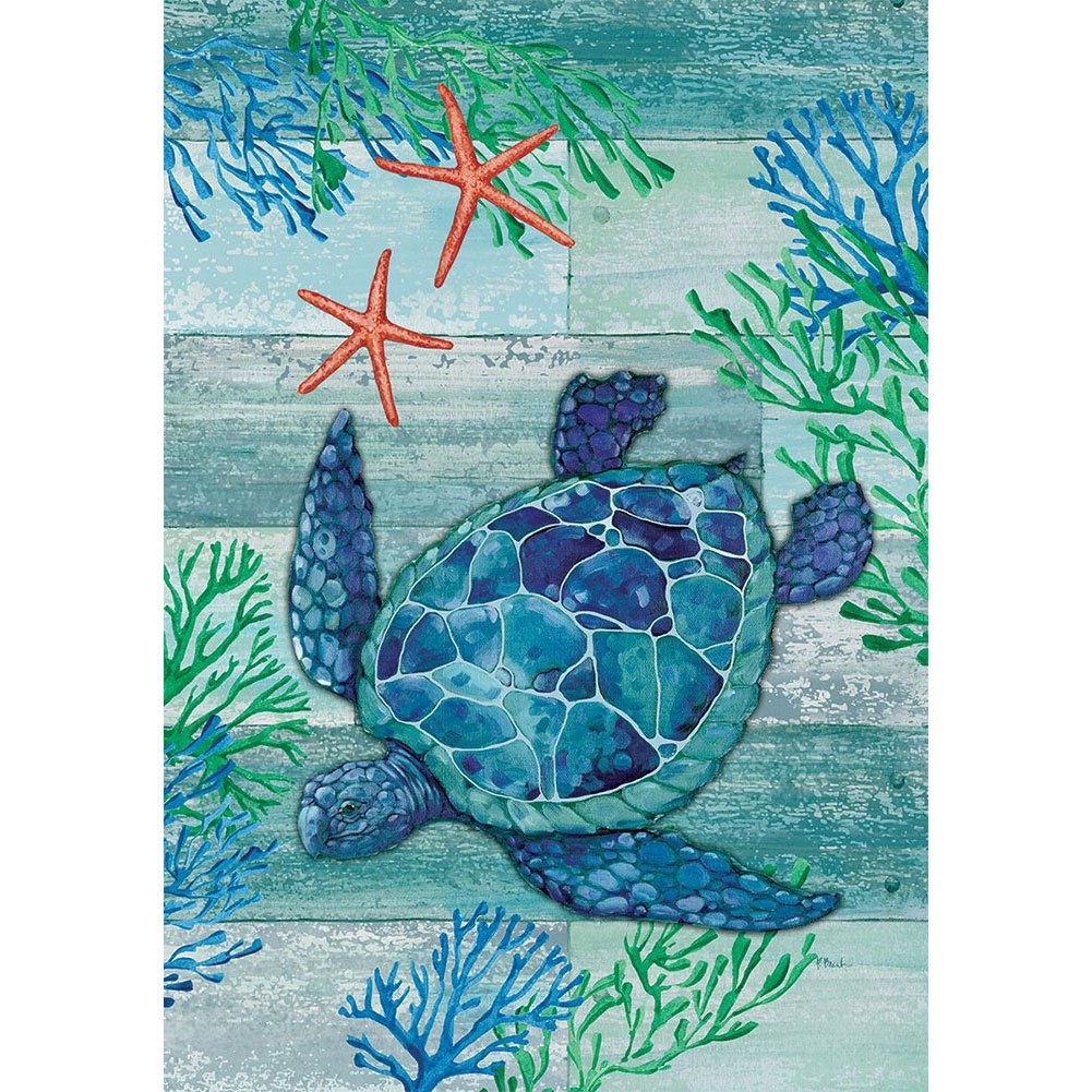 Blue Sea Turtle Garden Flag