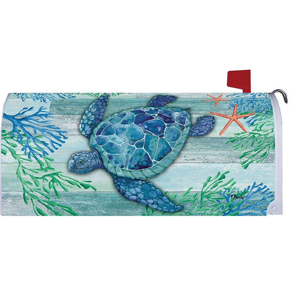 Blue Sea Turtle Mailbox Cover