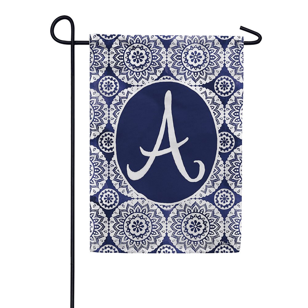 Indigo Boho Monogram Double Sided Garden Flag