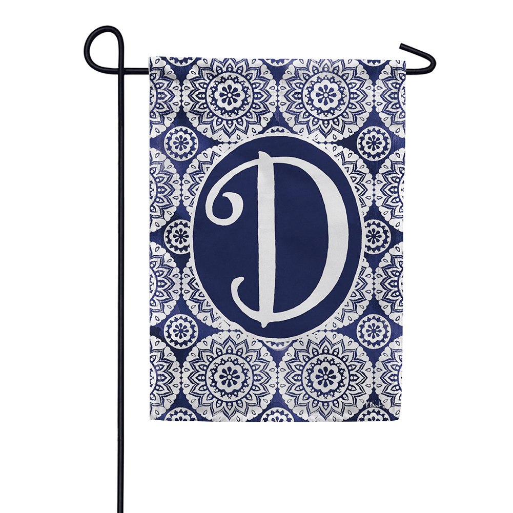 Indigo Boho Monogram Double Sided Garden Flag