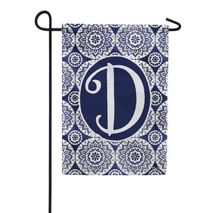 Indigo Boho Monogram Double Sided Garden Flag