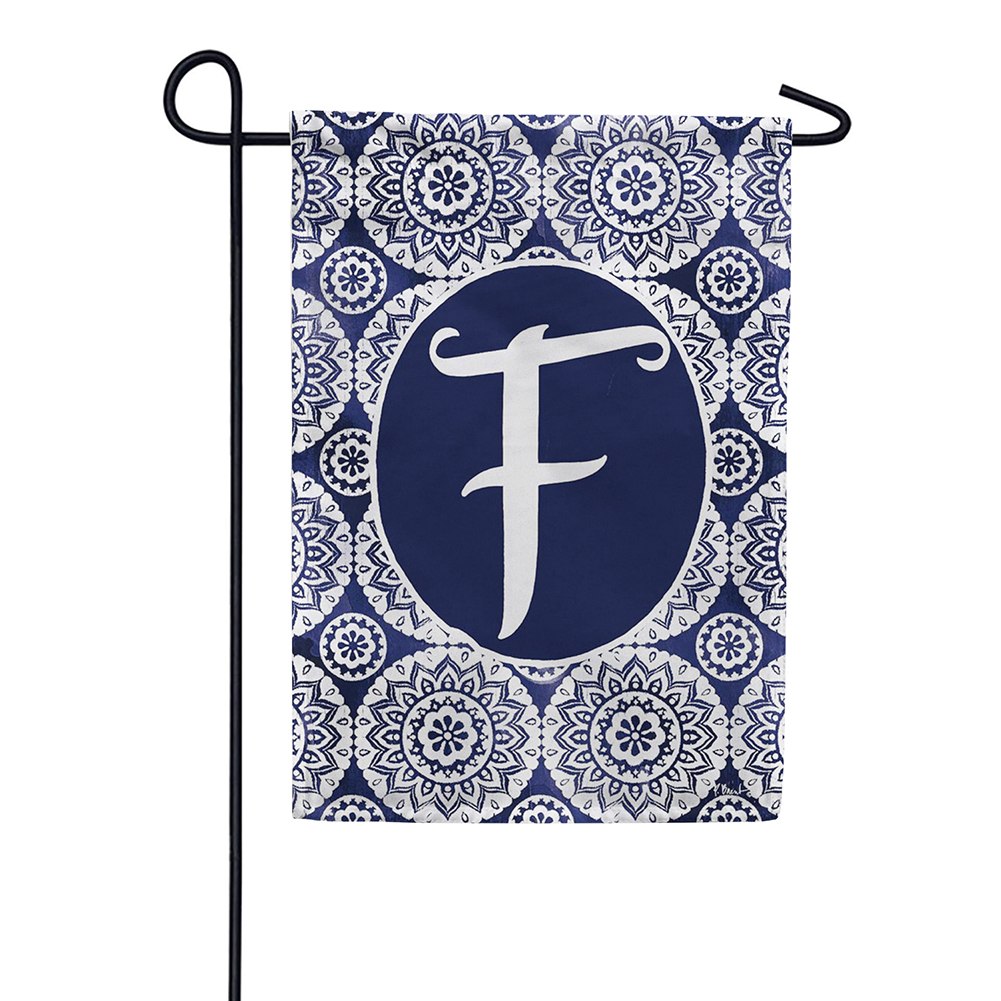 Indigo Boho Monogram Double Sided Garden Flag