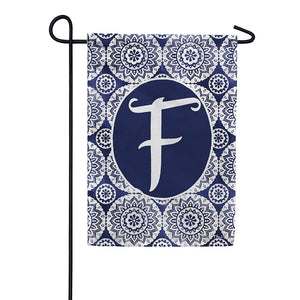 Indigo Boho Monogram Double Sided Garden Flag