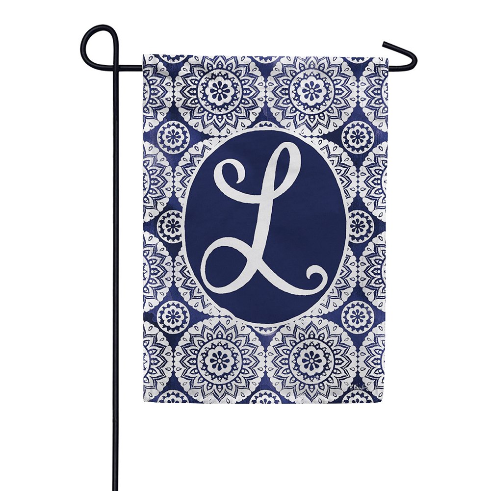 Indigo Boho Monogram Double Sided Garden Flag