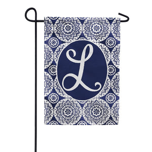 Indigo Boho Monogram Double Sided Garden Flag
