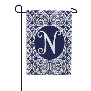 Indigo Boho Monogram Double Sided Garden Flag