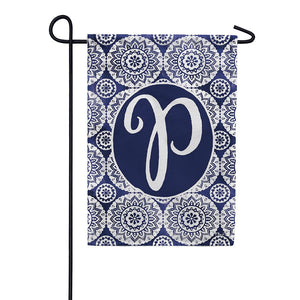Indigo Boho Monogram Double Sided Garden Flag