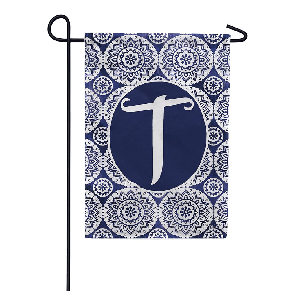 Indigo Boho Monogram Double Sided Garden Flag