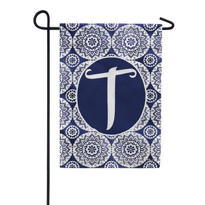 Indigo Boho Monogram Double Sided Garden Flag