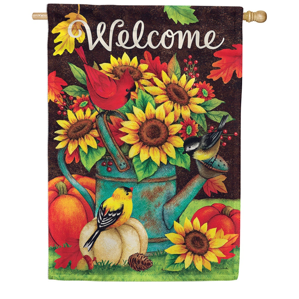 Sunflowers & Birds Double Sided House Flag